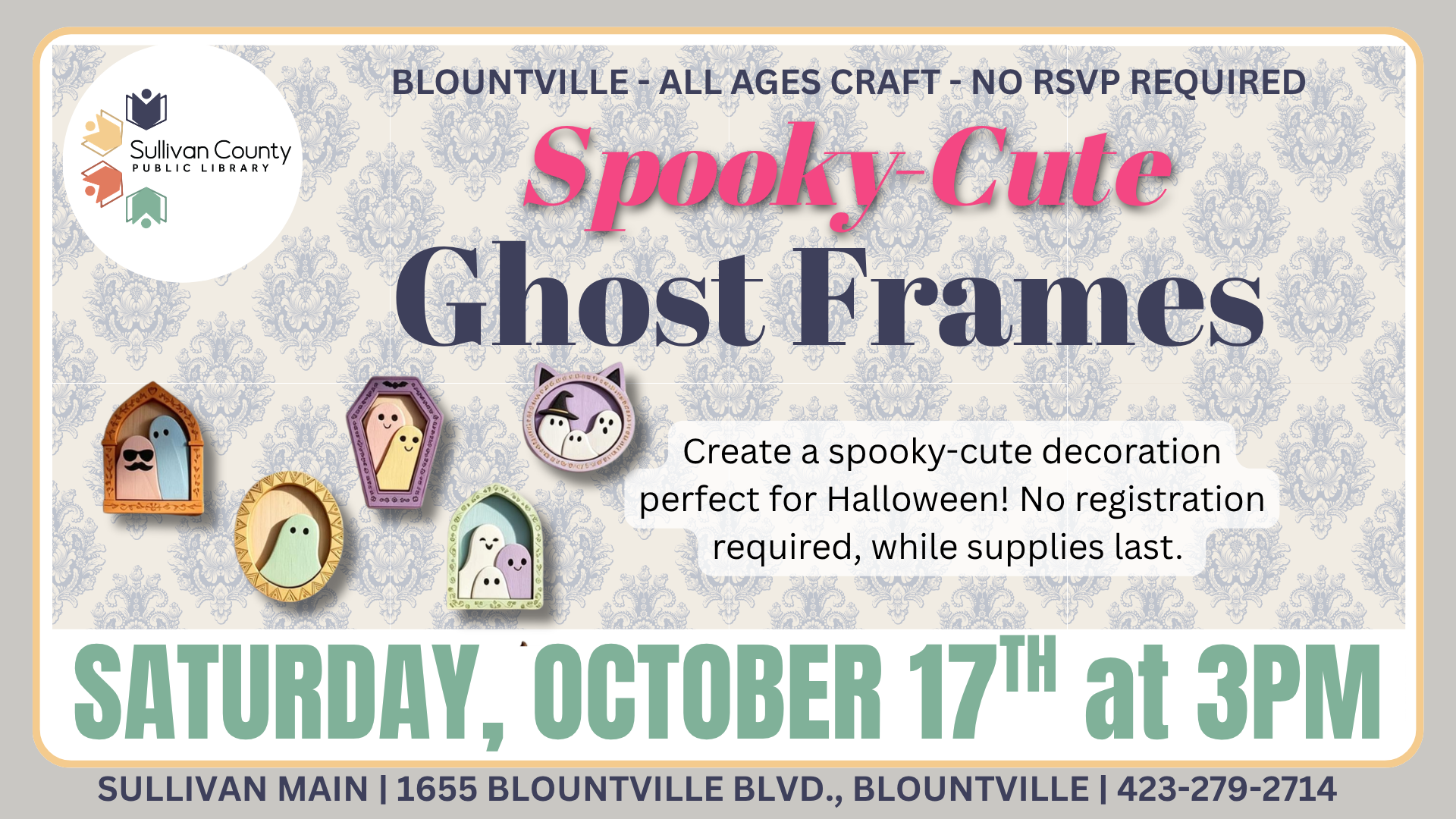 Blountville: All Ages Spooky-Cute Ghost Frames Craft