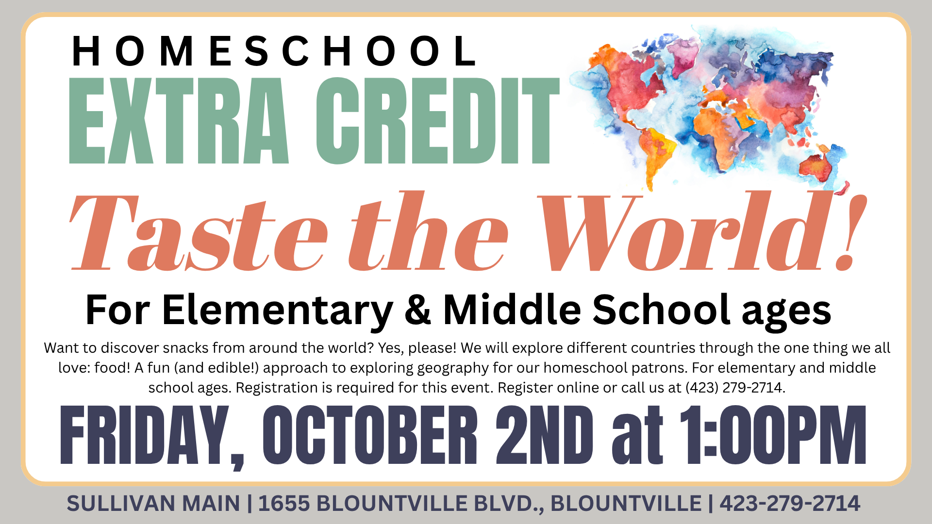 *Blountville: Extra Credit! Taste the World
