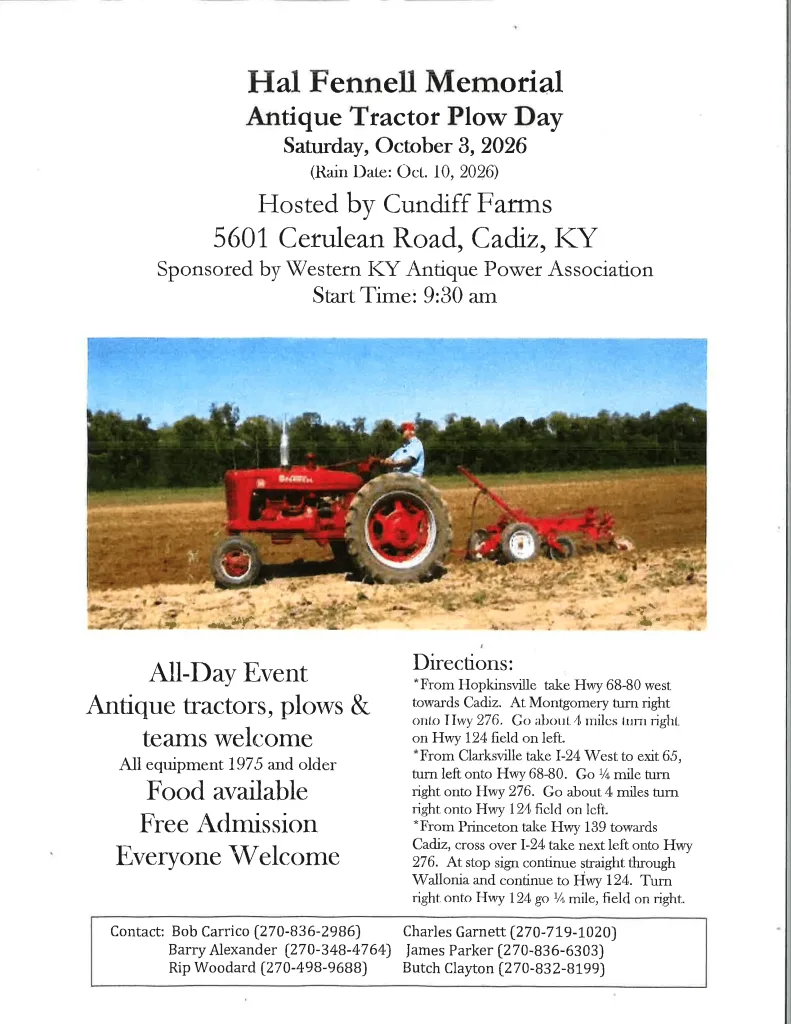 Hall Fennell Memorial - Antique Tractor Plow Day