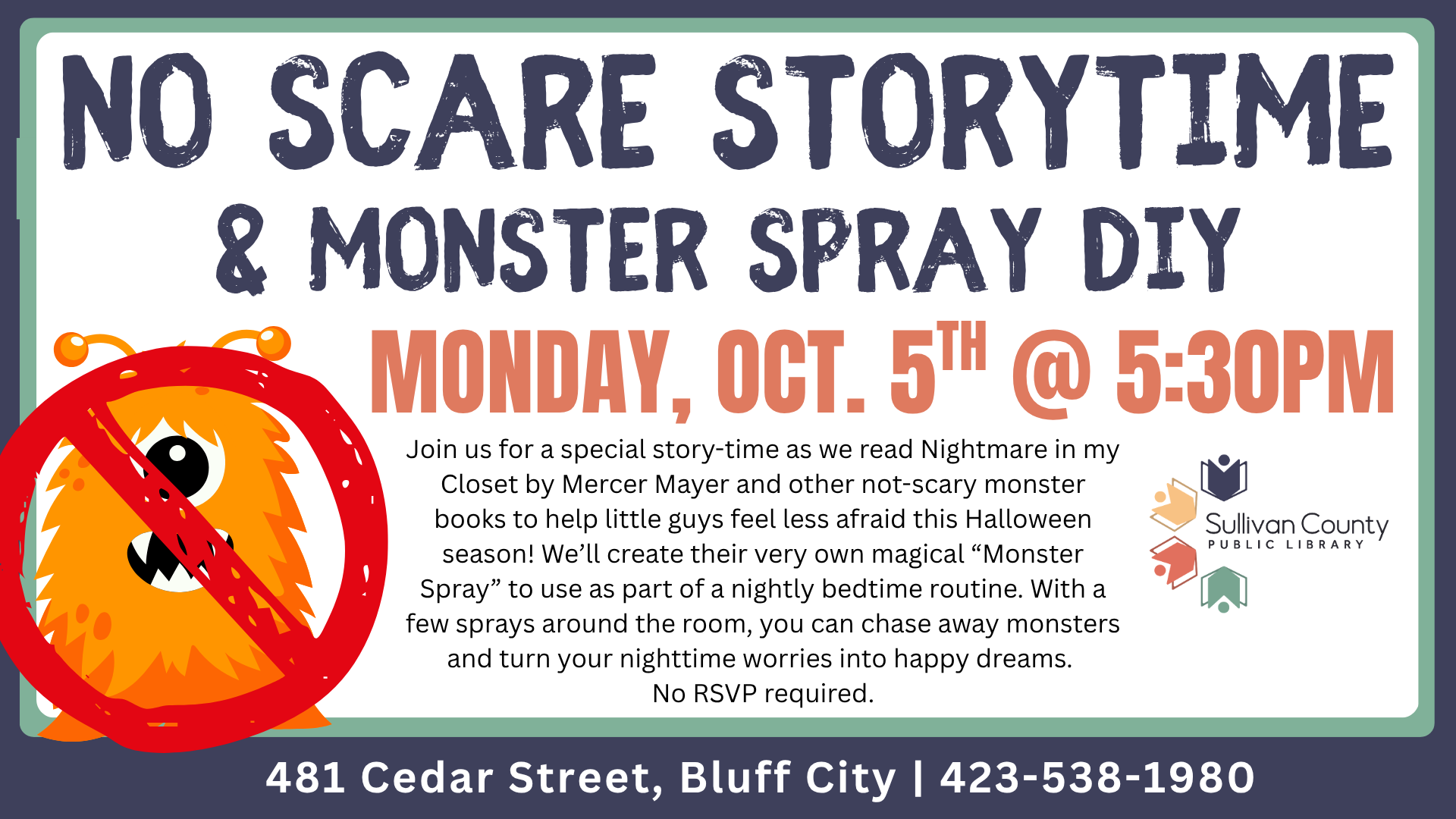 Thomas Memorial: No Scare Storytime and Monster Spray DIY