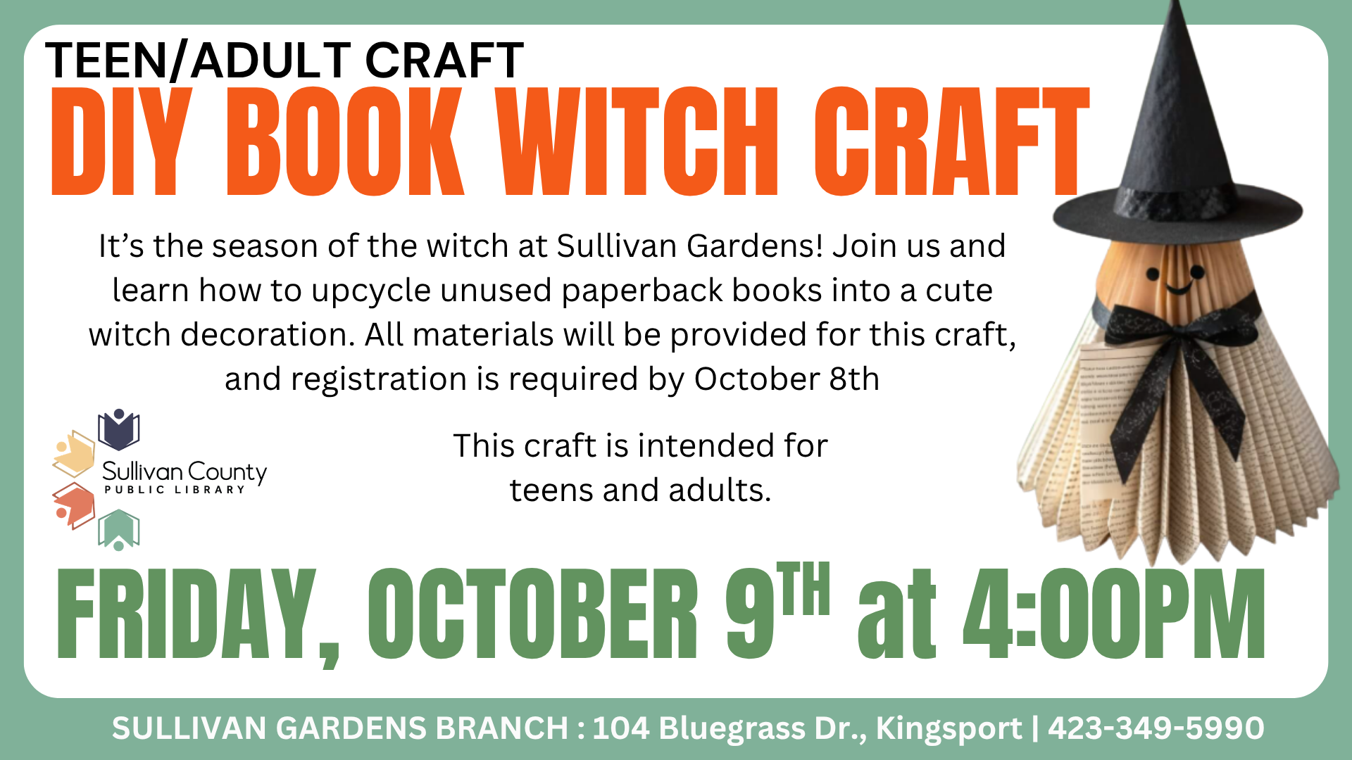 *Sullivan Gardens: Adults and Teens DIY Book Witch Craft