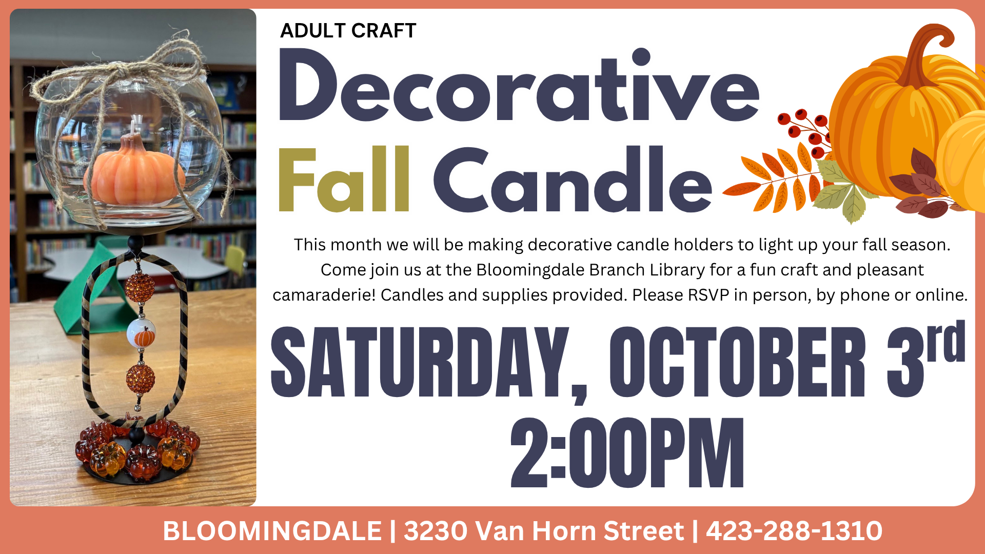 *Bloomingdale: Adult Craft - Decorative Fall Candle